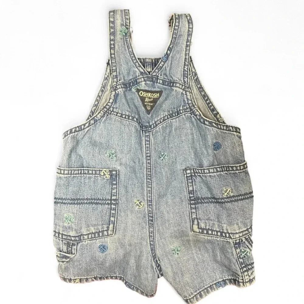 OshKosh B’gosh denim 100% cotton nautical embroidered shortalls size 18 months